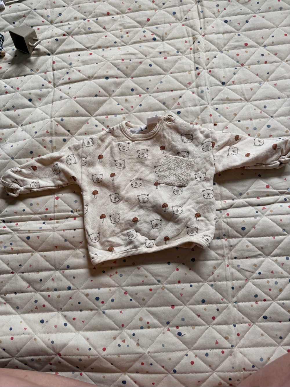 Zara Neutral Bear Print Long-Sleeve Baby Top